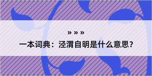 一本词典：泾渭自明是什么意思？