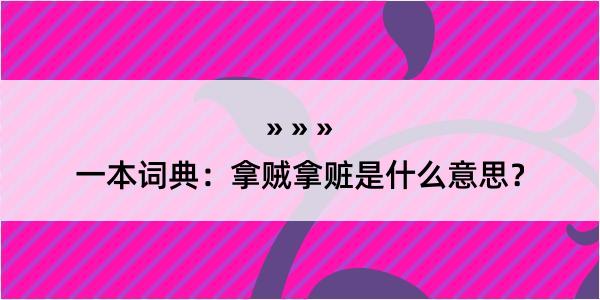 一本词典：拿贼拿赃是什么意思？