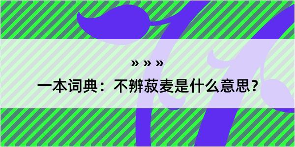 一本词典：不辨菽麦是什么意思？