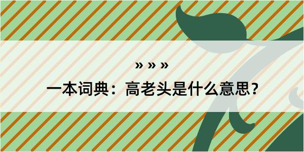 一本词典：高老头是什么意思？