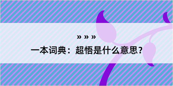 一本词典：超悟是什么意思？