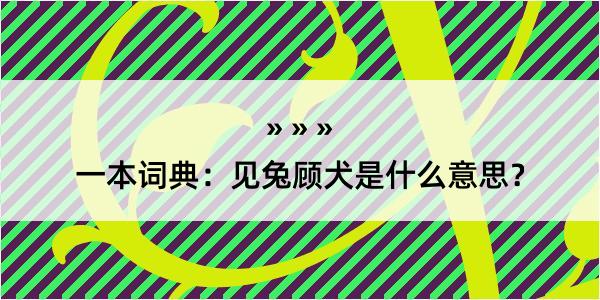 一本词典：见兔顾犬是什么意思？