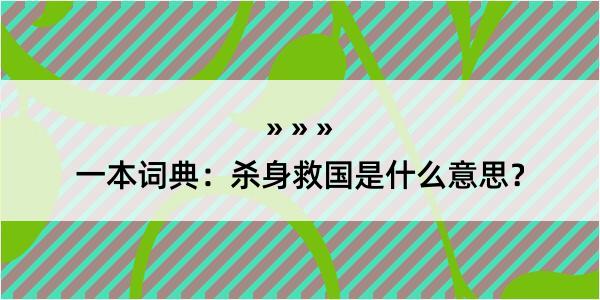 一本词典：杀身救国是什么意思？