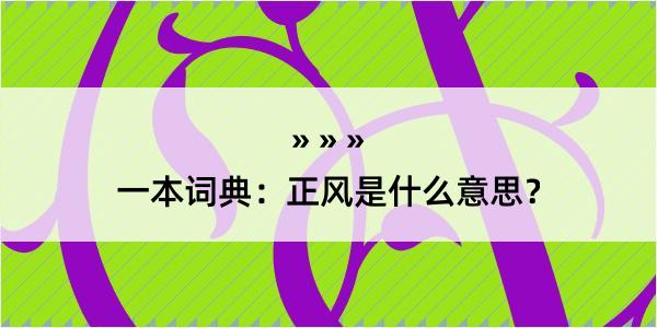 一本词典：正风是什么意思？