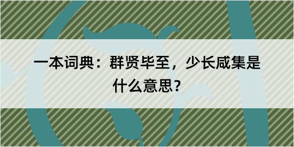 一本词典：群贤毕至，少长咸集是什么意思？