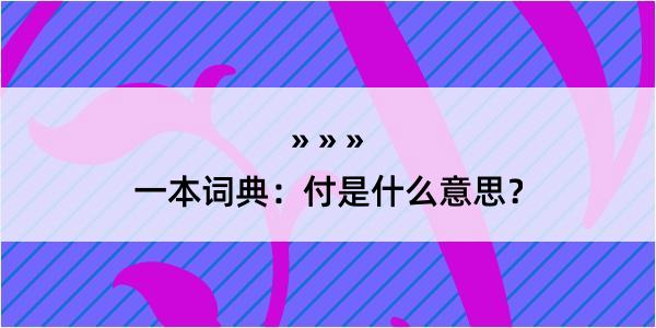 一本词典：付是什么意思？