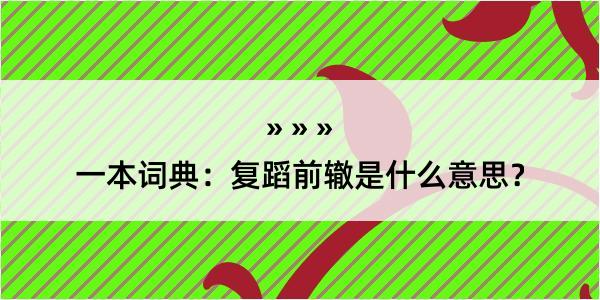 一本词典：复蹈前辙是什么意思？