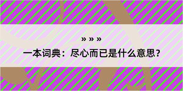 一本词典：尽心而已是什么意思？