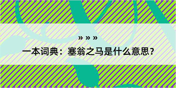 一本词典：塞翁之马是什么意思？