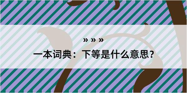 一本词典：下等是什么意思？