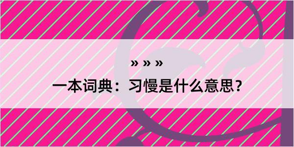 一本词典：习慢是什么意思？