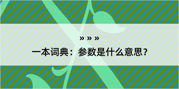 一本词典：参数是什么意思？