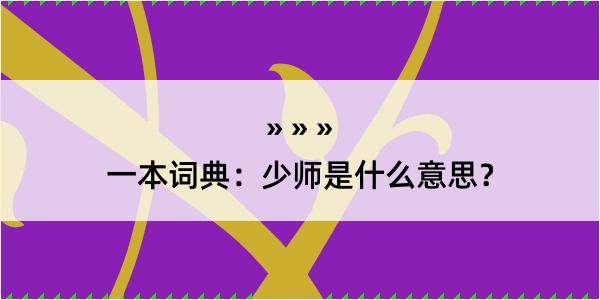 一本词典：少师是什么意思？