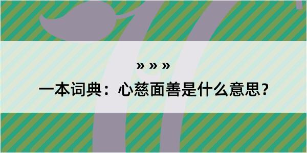 一本词典：心慈面善是什么意思？