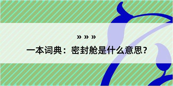 一本词典：密封舱是什么意思？