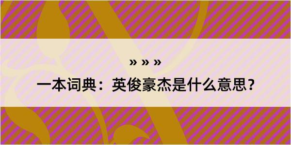 一本词典：英俊豪杰是什么意思？