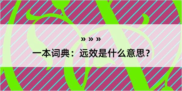 一本词典：远效是什么意思？