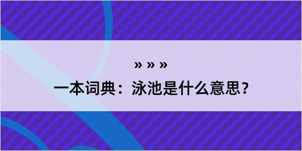 一本词典：泳池是什么意思？