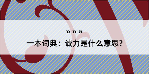 一本词典：诚力是什么意思？