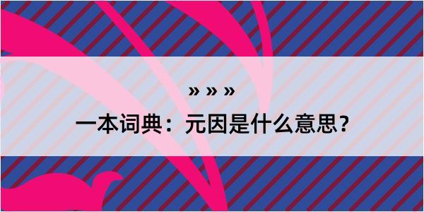 一本词典：元因是什么意思？