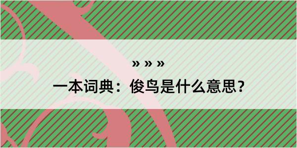 一本词典：俊鸟是什么意思？