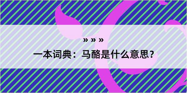 一本词典：马酪是什么意思？