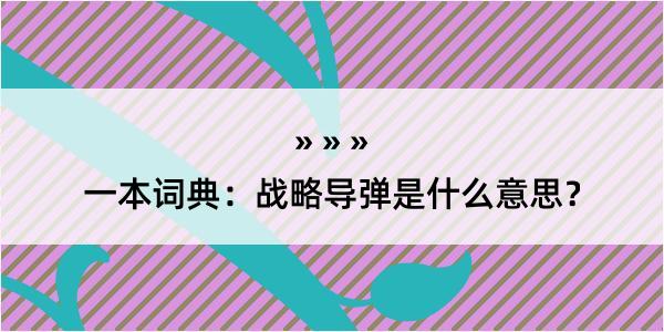 一本词典：战略导弹是什么意思？