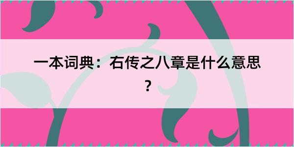 一本词典：右传之八章是什么意思？