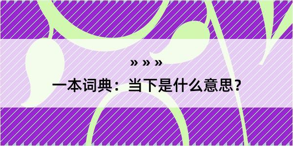 一本词典：当下是什么意思？