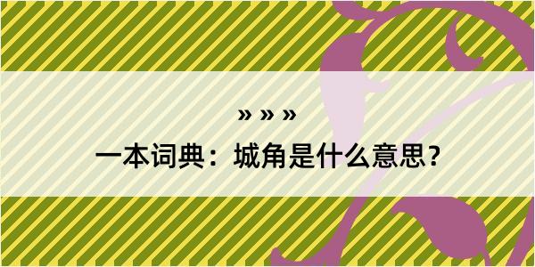 一本词典：城角是什么意思？