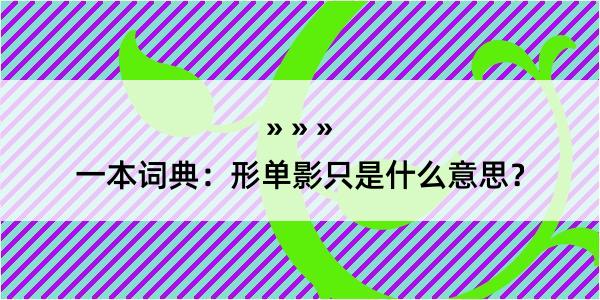 一本词典：形单影只是什么意思？