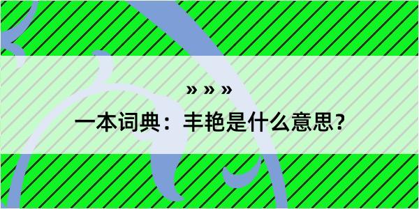 一本词典：丰艳是什么意思？