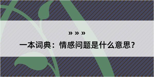 一本词典：情感问题是什么意思？