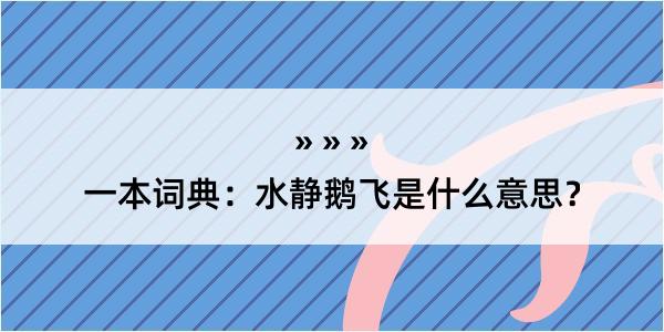 一本词典：水静鹅飞是什么意思？