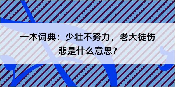 一本词典：少壮不努力，老大徒伤悲是什么意思？