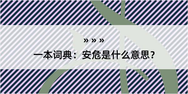 一本词典：安危是什么意思？