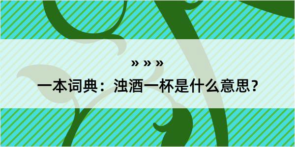 一本词典：浊酒一杯是什么意思？