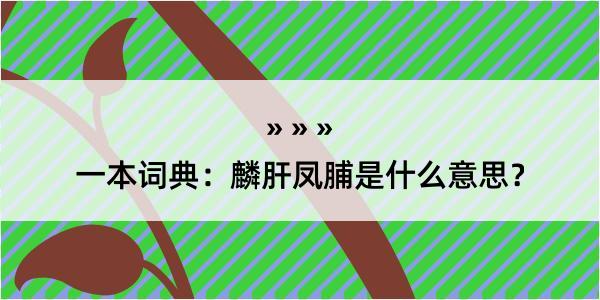 一本词典：麟肝凤脯是什么意思？