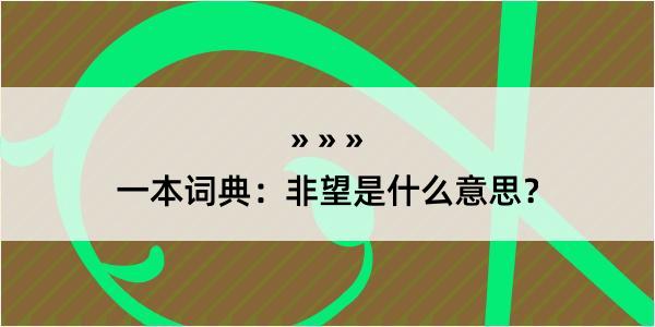 一本词典：非望是什么意思？