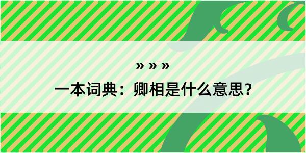 一本词典：卿相是什么意思？