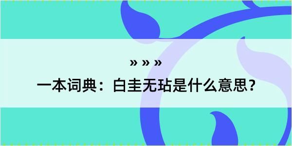 一本词典：白圭无玷是什么意思？