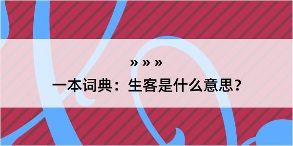 一本词典：生客是什么意思？