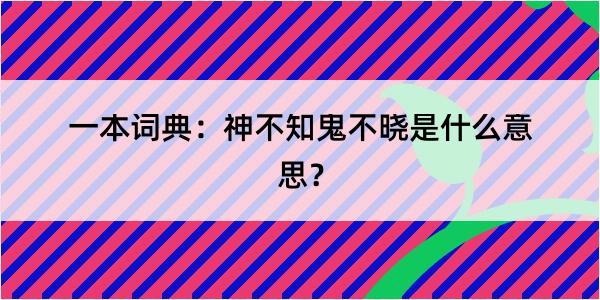 一本词典：神不知鬼不晓是什么意思？