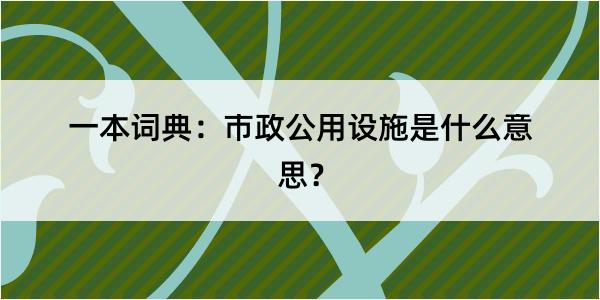 一本词典：市政公用设施是什么意思？