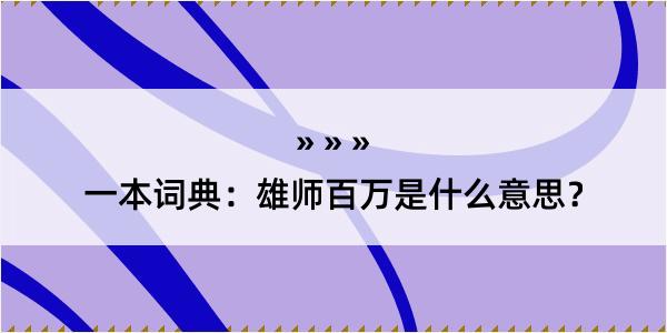 一本词典：雄师百万是什么意思？