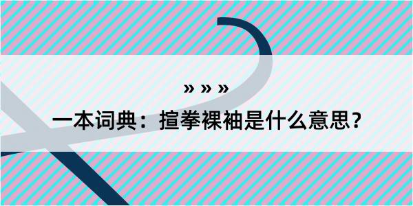 一本词典：揎拳裸袖是什么意思？