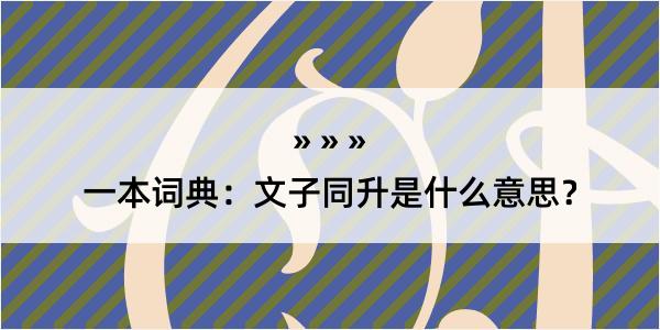 一本词典：文子同升是什么意思？