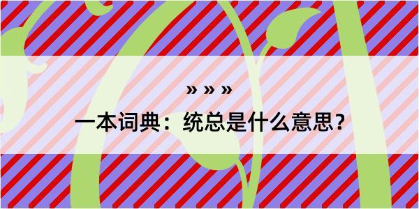 一本词典：统总是什么意思？