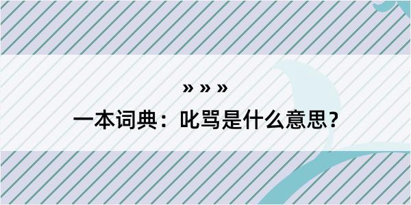 一本词典：叱骂是什么意思？