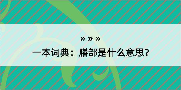 一本词典：膳部是什么意思？